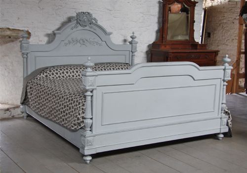 fig 1. Six foot wide French painted Louis XV style with turned posts and carving