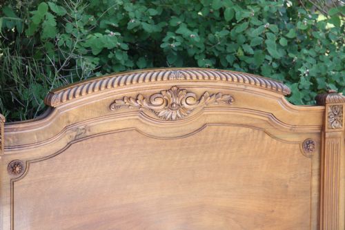 fig 2. Unusual attractive French walnut kingsize bed with carved detail c1900