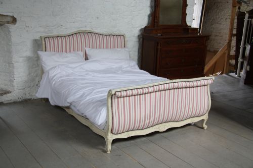 Fully Refurbished French Upholstered Louis Xv Style Sleigh Bed