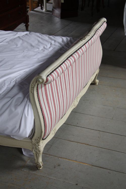 fig 1. Fully refurbished French upholstered Louis XV style sleigh bed