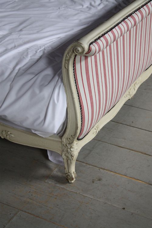 fig 2. Fully refurbished French upholstered Louis XV style sleigh bed