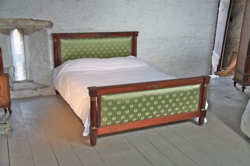 fig 1. Mahogany frame French Empire style bed with silk fabric