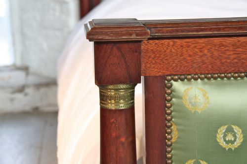 fig 2. Mahogany frame French Empire style bed with silk fabric