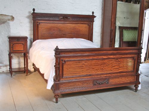 fig 1. Louis XV1 mahogany and amboyna wood bedroom suite with king size bed