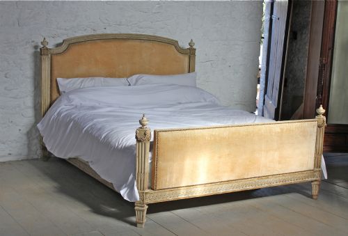 160 Cms/170 Cms Width Beautiful All Original Aged Paintwork French Louis Xv1 Upholstered Bed