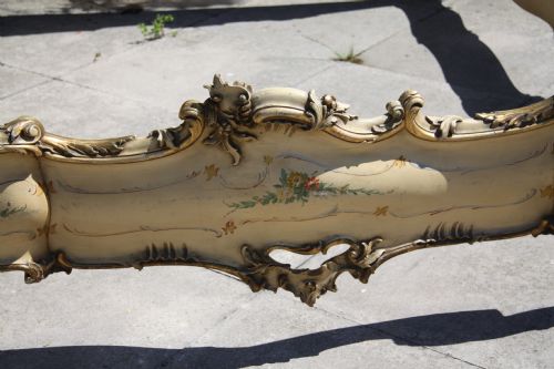 fig 1. Painted and gilded very ornate Italian bed with low foot end 