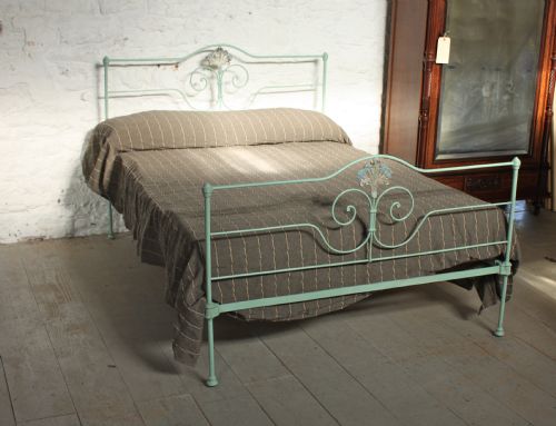 Pretty Painted Forged Iron Double Bed