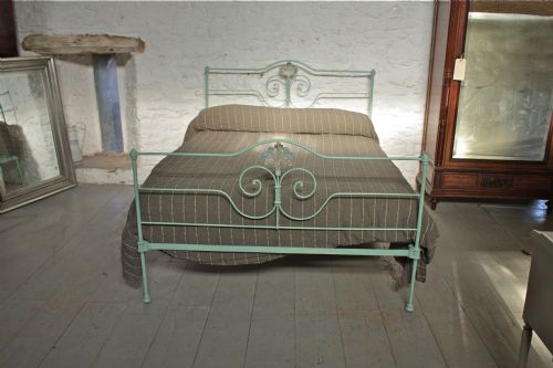 fig 1. Pretty painted forged iron double bed
