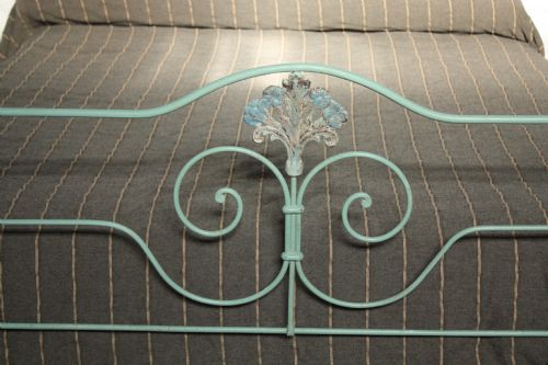 fig 2. Pretty painted forged iron double bed