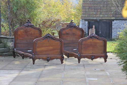 Pair of Magnificent Quality Louis Vx French Walnut
single Beds