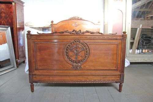 fig 1. Unusual French solid walnut carved king size bed