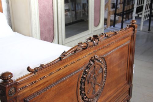 fig 2. Unusual French solid walnut carved king size bed
