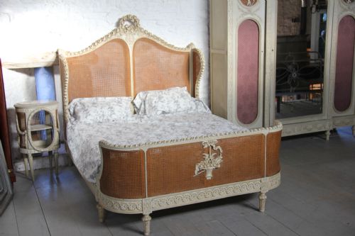 fig 1. Amazing beautiful French Louis XV1 style bergere bedroom suite with kingsize bed (and quality fitting mattress and base)