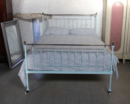 fig 2. Early simple English forged Brass and iron bed king size