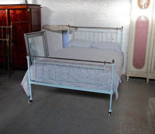 fig 1. Early simple English forged Brass and iron bed king size