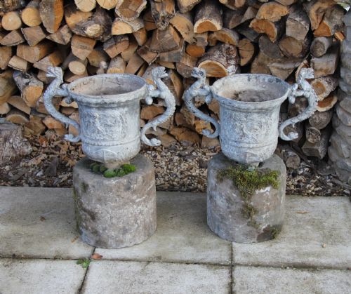 Decorative Victorian Lead Urns