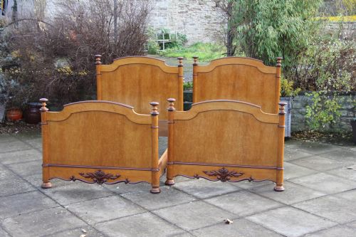 Pair of Birds Eye Good Quality Maple Empire Style French Beds