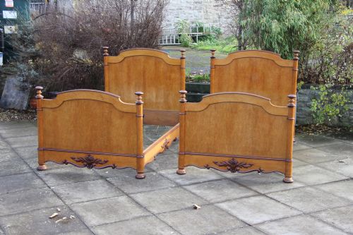 fig 1. Pair of birds eye good quality maple empire style French beds