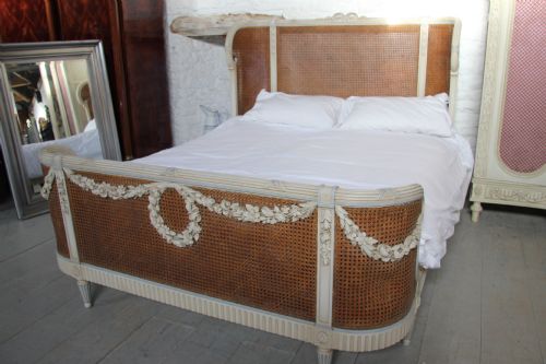 fig 2. Beautiful and original French painted and caned king size bed