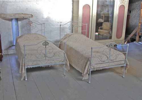 Gorgeous Pair of Pretty Forged Iron Single Beds