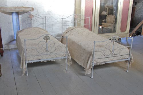 fig 1. Gorgeous pair of pretty forged iron single beds 
