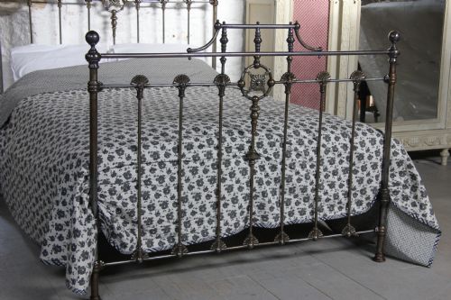 fig 2. Burnished iron and aged brass king size Victorian bedstead