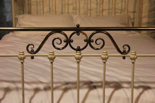 fig 2. Lovely king size classic white and aged brass bedstead