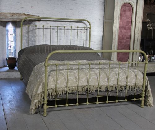 All Iron King Size French Bed in Shabby Chic Aged Finish
