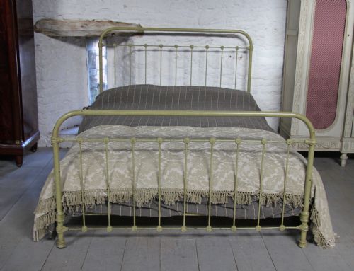 fig 1. All iron king size French bed in shabby chic aged finish