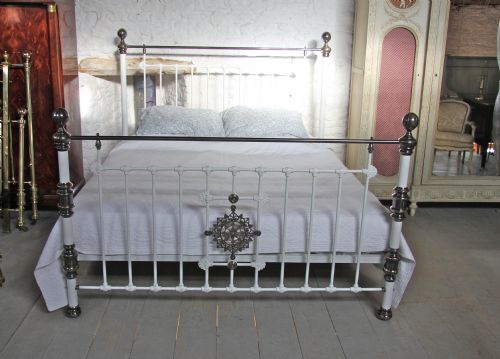fig 1. Super king size 6' wide Victorian brass and iron bed