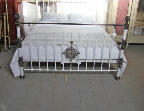 fig 2. Super king size 6' wide Victorian brass and iron bed