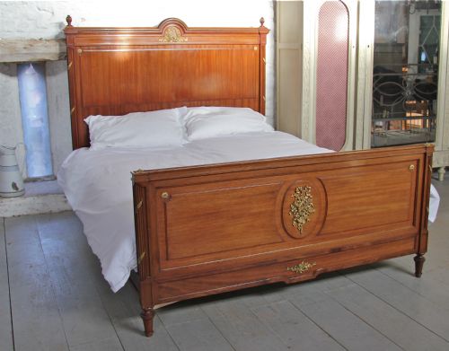 French Mahogany Louis Xv1 Style King Size Bed with Very Good Quality Ormalu Detail