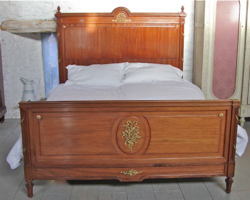fig 1. French mahogany Louis XV1 style king size bed with very good quality ormalu detail