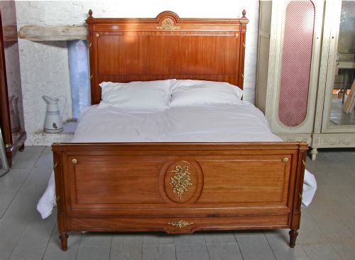 fig 2. French mahogany Louis XV1 style king size bed with very good quality ormalu detail