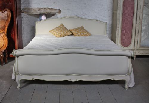 fig 1. French six foot super king sizewide newly upholstered Lit Bateau