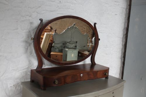 Serpentine Front Mahogany Oval Toilet Mirror