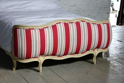 fig 1. Newly upholstered French Louis XV style corbeille bed