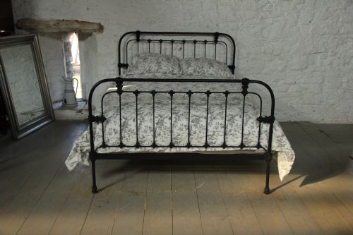 fig 1. Simple Victorian all iron black king size bed