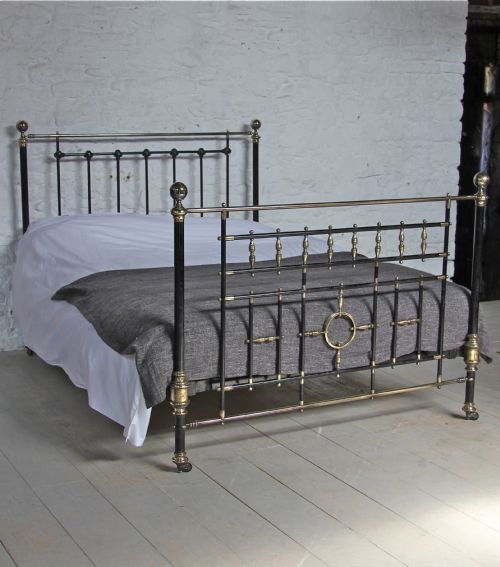 Handsome Victorian Black and Brass King Size Bed
