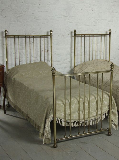 Pair of Single Edwardian All Brass Beds