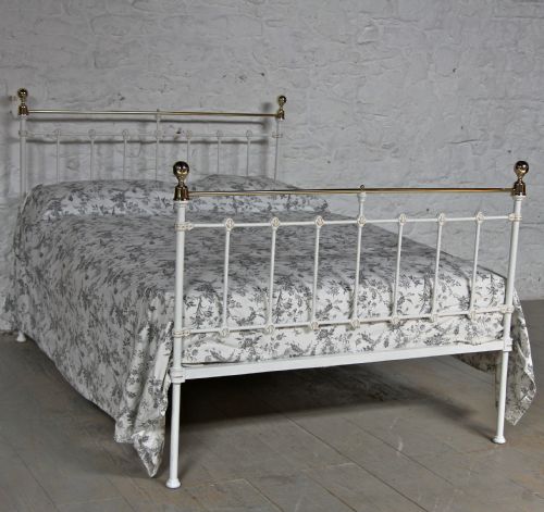 Delightful Classic Victorian Double Brass and Iron in White with Gold Highlights