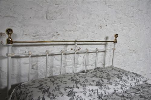 fig 2. Delightful classic Victorian double brass and iron in white with gold highlights