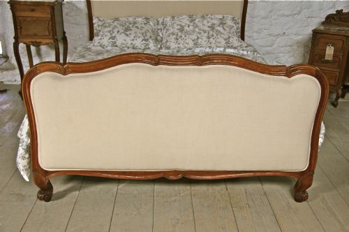 fig 2. Good quality walnut framed French Louis XV style newly upholstered king size bed