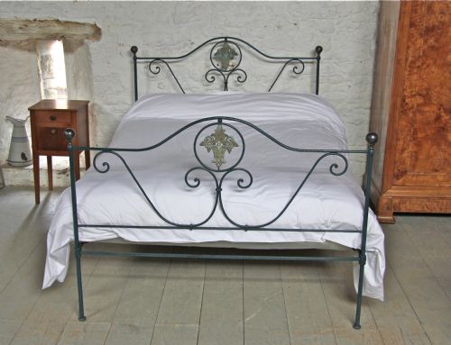 fig 1. Very pretty simple forged iron bed in blue