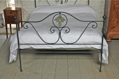 fig 2. Very pretty simple forged iron bed in blue