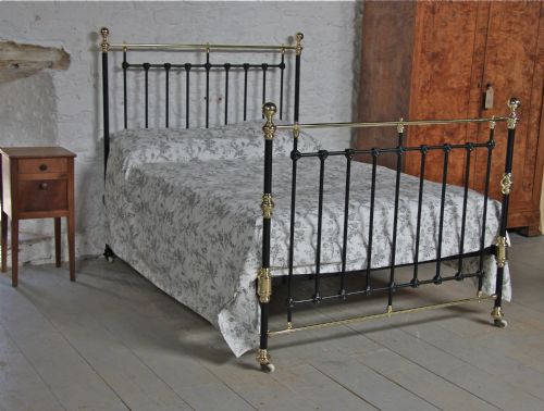 Classic Victorian Black and Brass Double Bed