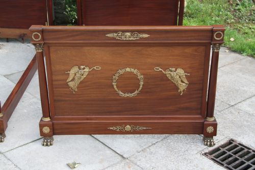 fig 1. Pair of large single quality mahogany Empire beds