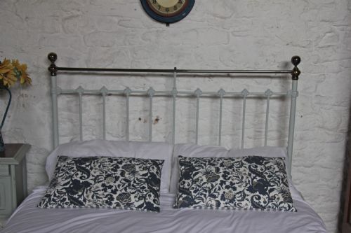 fig 2. King size Victorian brass and iron bed in French grey