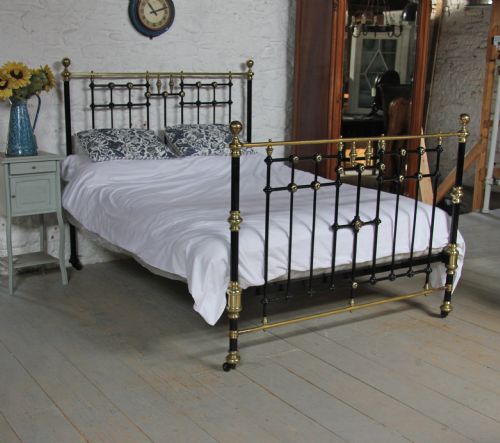 Handsome  All Original Black and Brass Victorian Bed