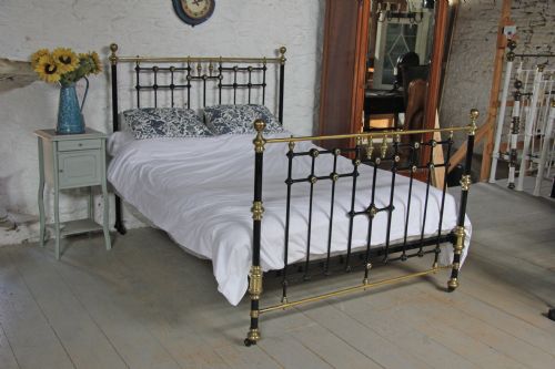 fig 1. Handsome all original black and brass Victorian bed